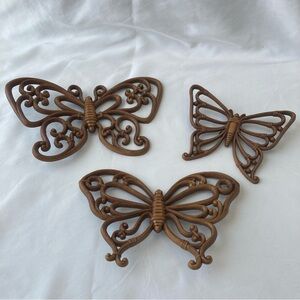 Vintage MCM Syroco Homco Butterfly Wall Decor Set of 3 1970's Mid Century Boho